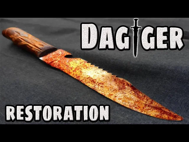 old rusty hunting knife restoration